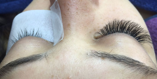 Eyelash extensions before after