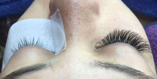 Eyelash extensions before after